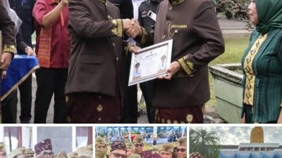 UPACARA HUT KABUPATEN LAMPUNG UTARA BERLANGSUNG KHIDMAT, DIMERIAHKAN RANGKAIAN KEGIATAN BUDAYA DAN PENGHARGAAN UNTUK DEDIKASI