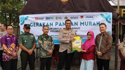 Polres Way Kanan Gelar Gerakan Pangan Murah Serentak di Polsek Baradatu