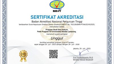 Program Magister Hukum UBL Raih Akreditasi Unggul dari BAN-PT