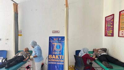 Hari Lalu Lintas Bhayangkara ke-70 , Kasat Lantas Gelar Bakti Kesehatan Donor Darah di RSUD ZAPA Way Kanan
