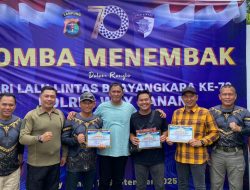 Sambut Hari Lalulintas Bhayangkara ke 70, Kapolres dan Personel Gelar Lomba Menembak di Lapangan Tembak Polres Way Kanan